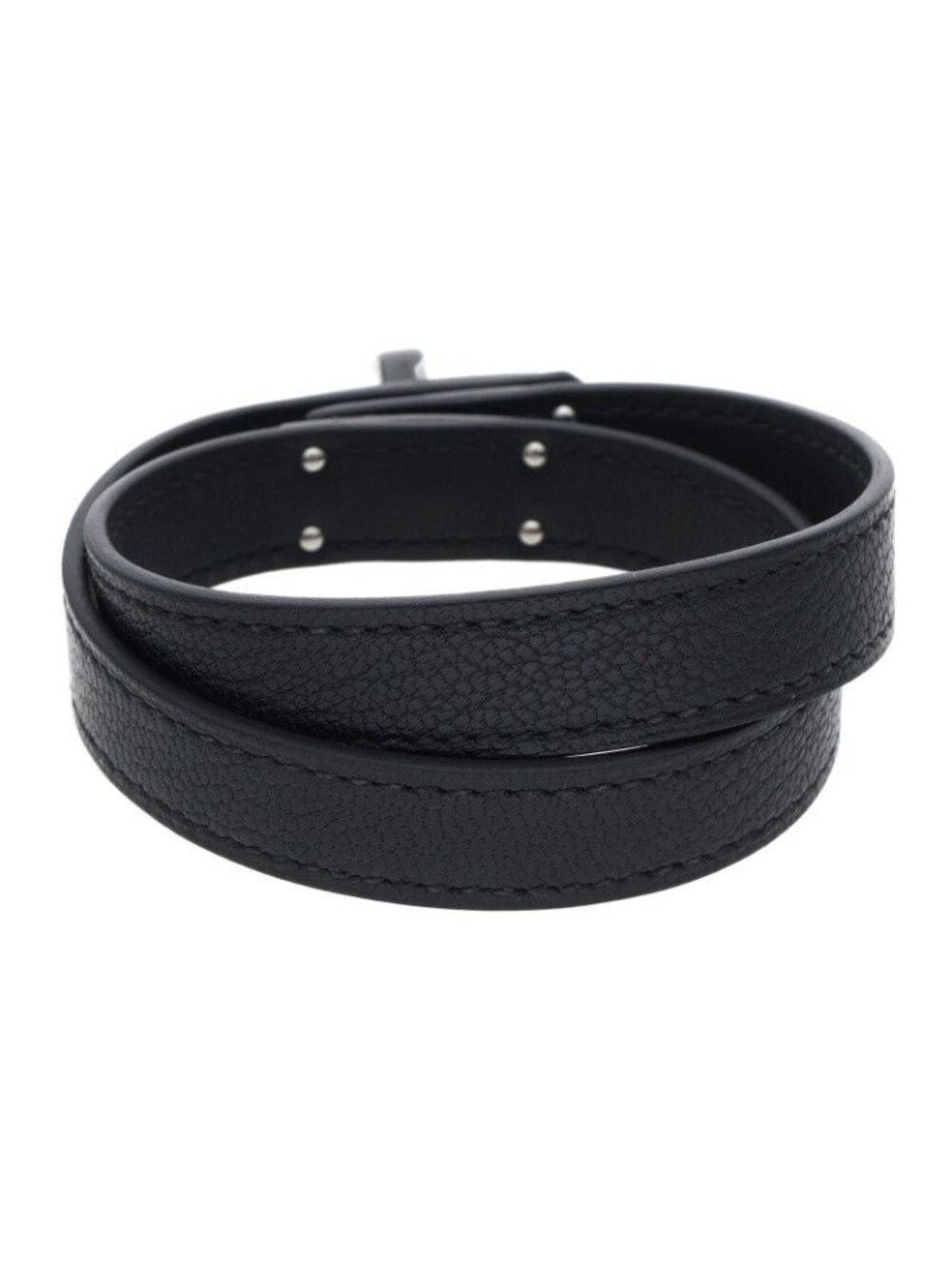 Hermes Kelly Double Tour Monochrome So Black Chevre Siamese Leather Bracelet T4